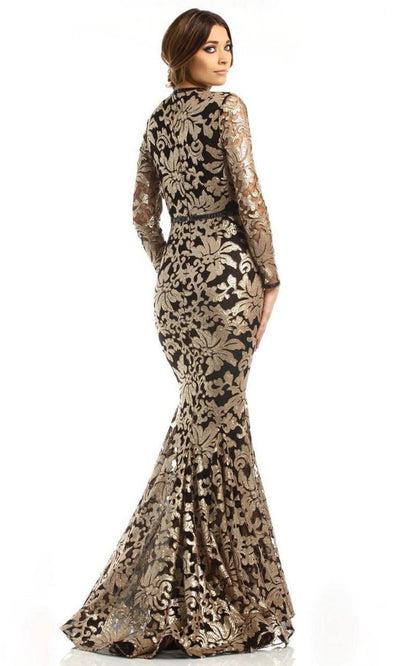 Johnathan Kayne - Sequined Plunging V-neck Mermaid Gown 6113 - 1 pc White/Nude in Size 6 Available CCSALE