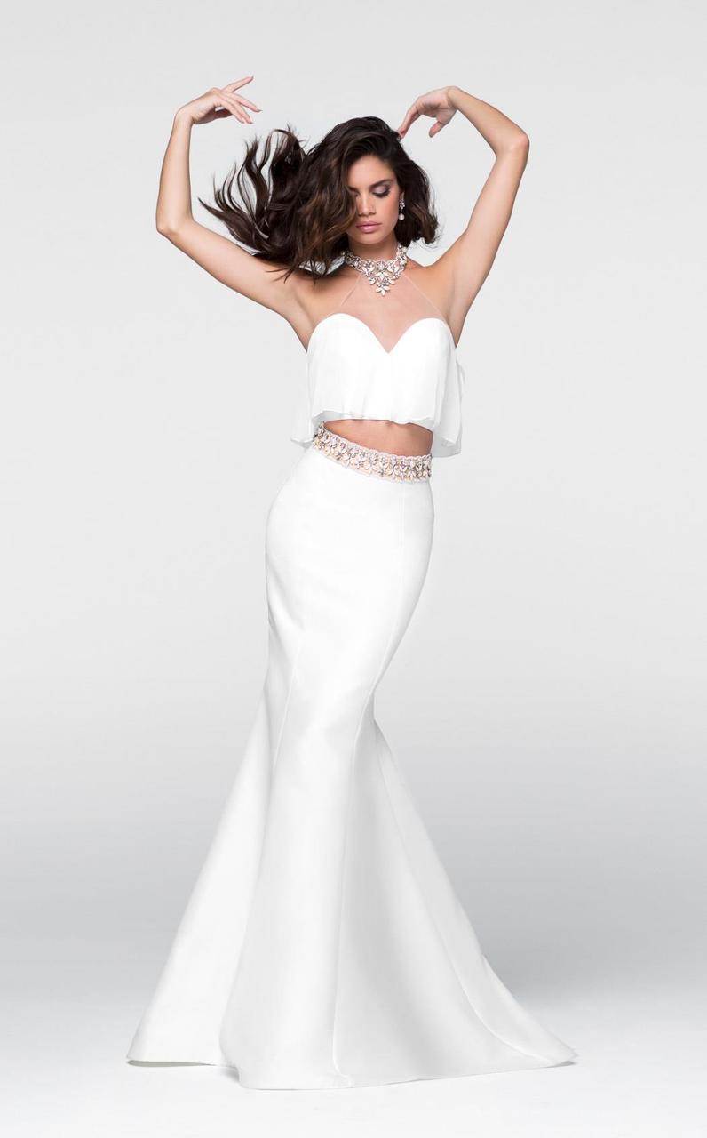 Tarik Ediz - Beaded Two-Piece Mermaid Dress 50045 in White