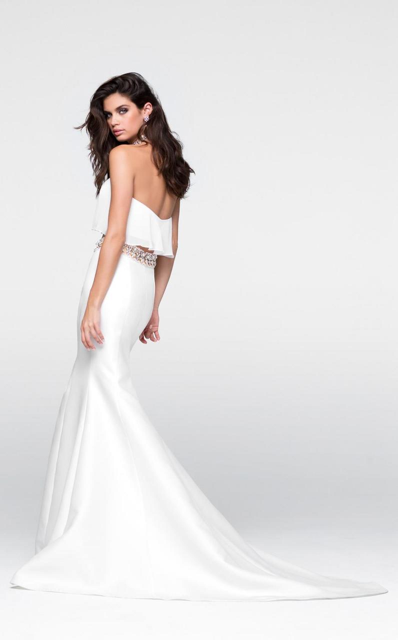 Tarik Ediz - Beaded Two-Piece Mermaid Dress 50045 in White