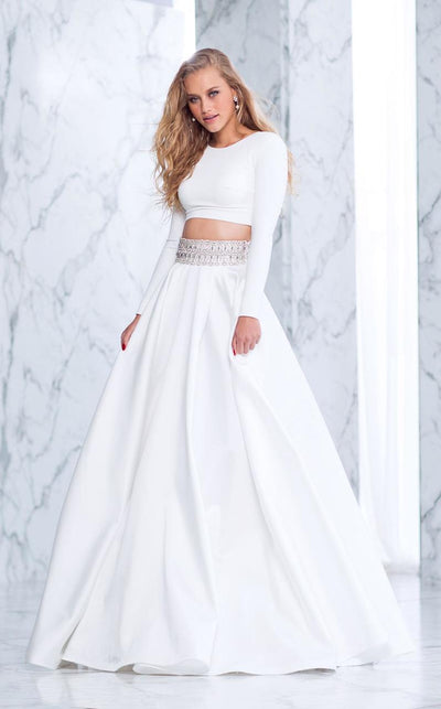 Tarik Ediz - Two-Piece A-line Dress 50052 in White