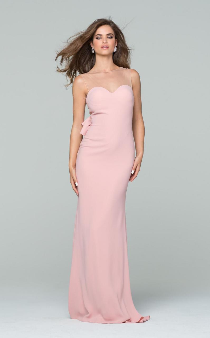 Tarik Ediz - Illusion Embellished Open Back Long Gown 50083 in Pink