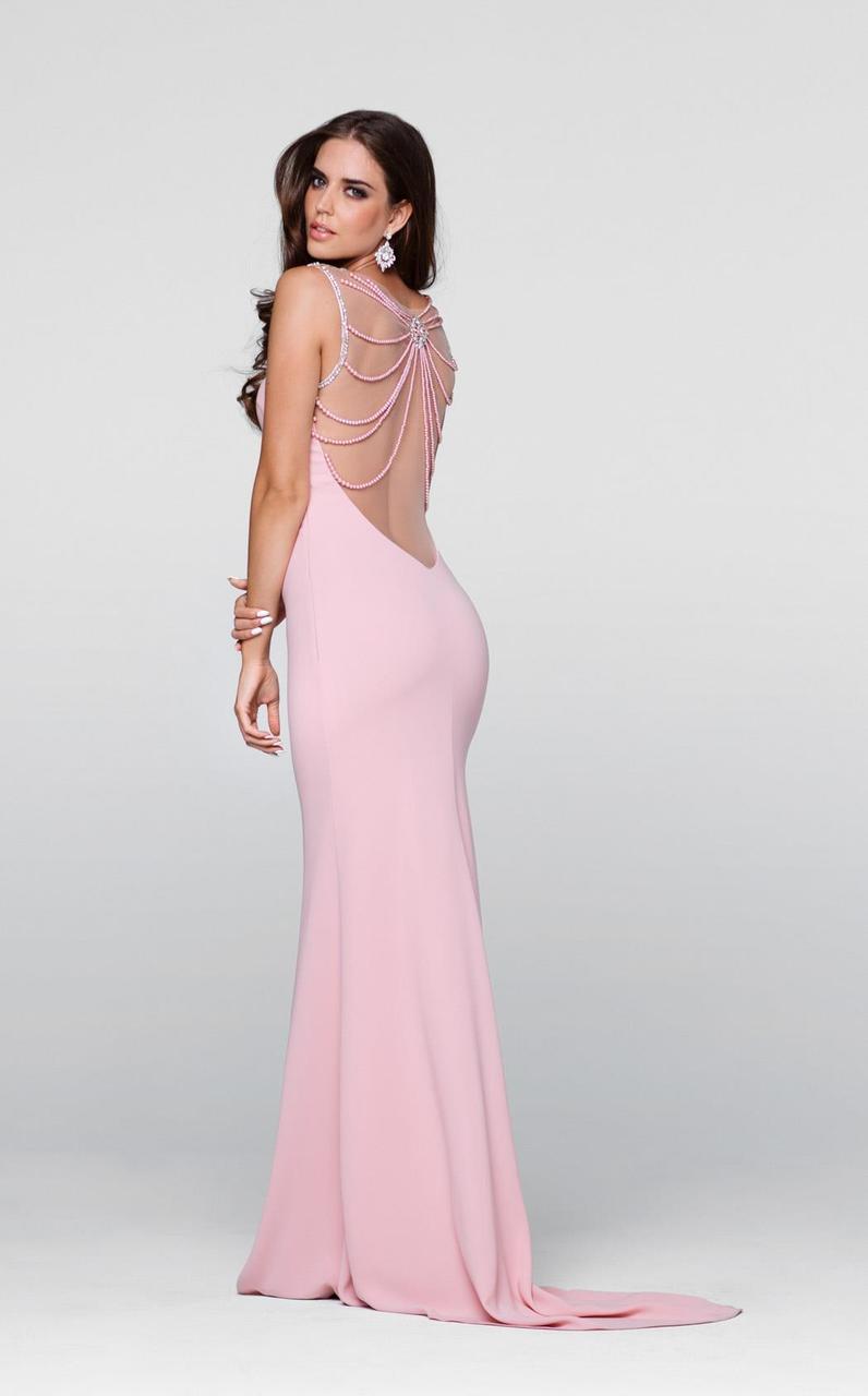 Tarik Ediz - Pearl Embellished Sheath Dress 50084 in Pink