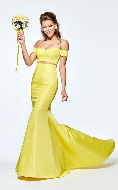 Tarik Ediz - Two-Piece Sweetheart Mermaid Gown 93144 in Yellow