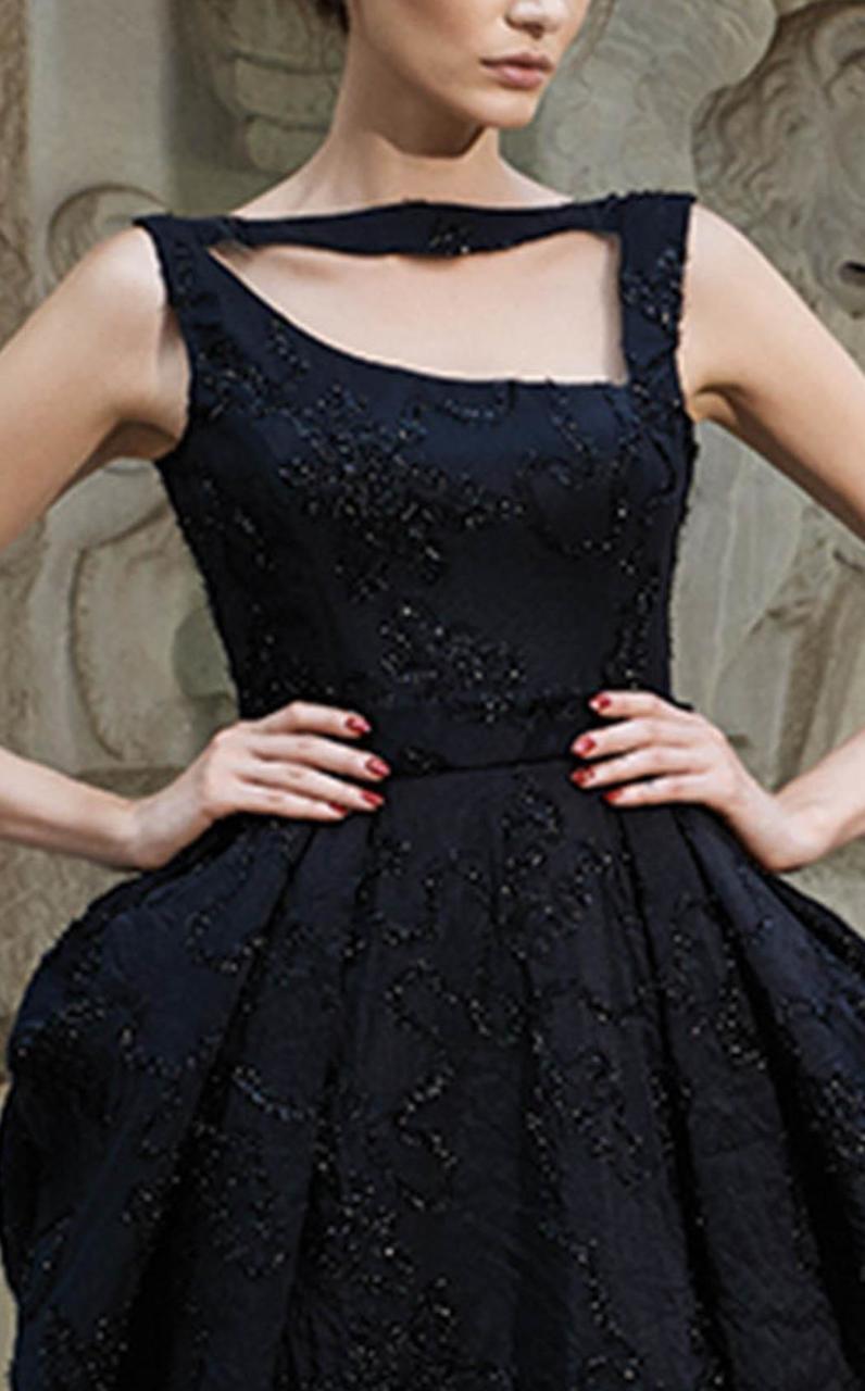MNM Couture - Embellished Bateau Sheath Dress N0120 in Black