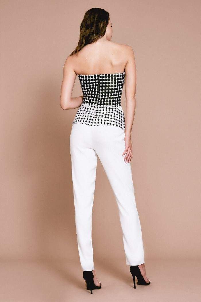 Tadashi Shoji - Polka Dot Printed V-Neck Jumpsuit Pageant Dresses