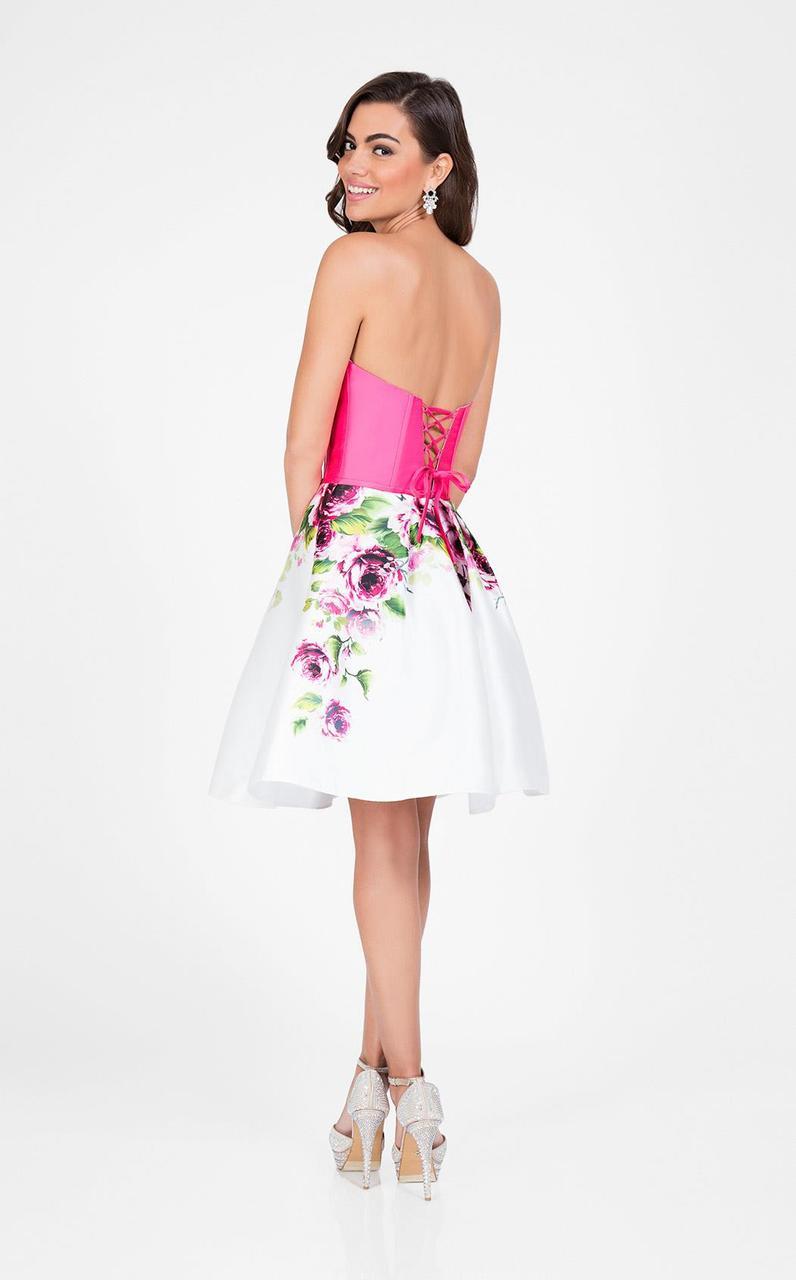 Terani Couture - Strapless Sweetheart Floral Print Cocktail Dress 1711P2118 in Pink and Floral