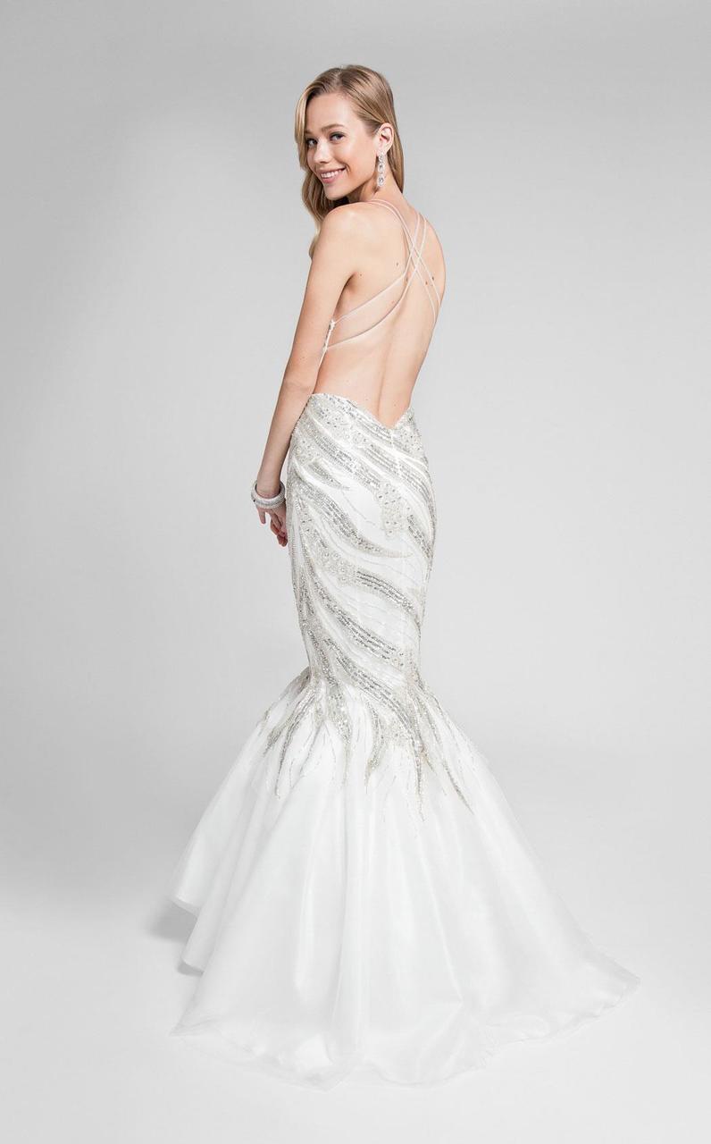Terani Couture - Sequined Sweetheart Strapless Mermaid Gown 1711P2594 In White
