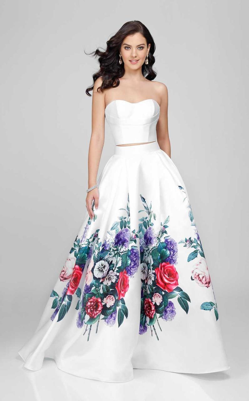 Terani Couture - 1711P2703SC Two-Piece Strapless Floral A-Line Gown