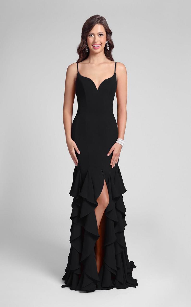 Terani Couture - Classy Sleeveless Sweetheart Fit and Flare Ruffled Dress 1712P2445 in Black