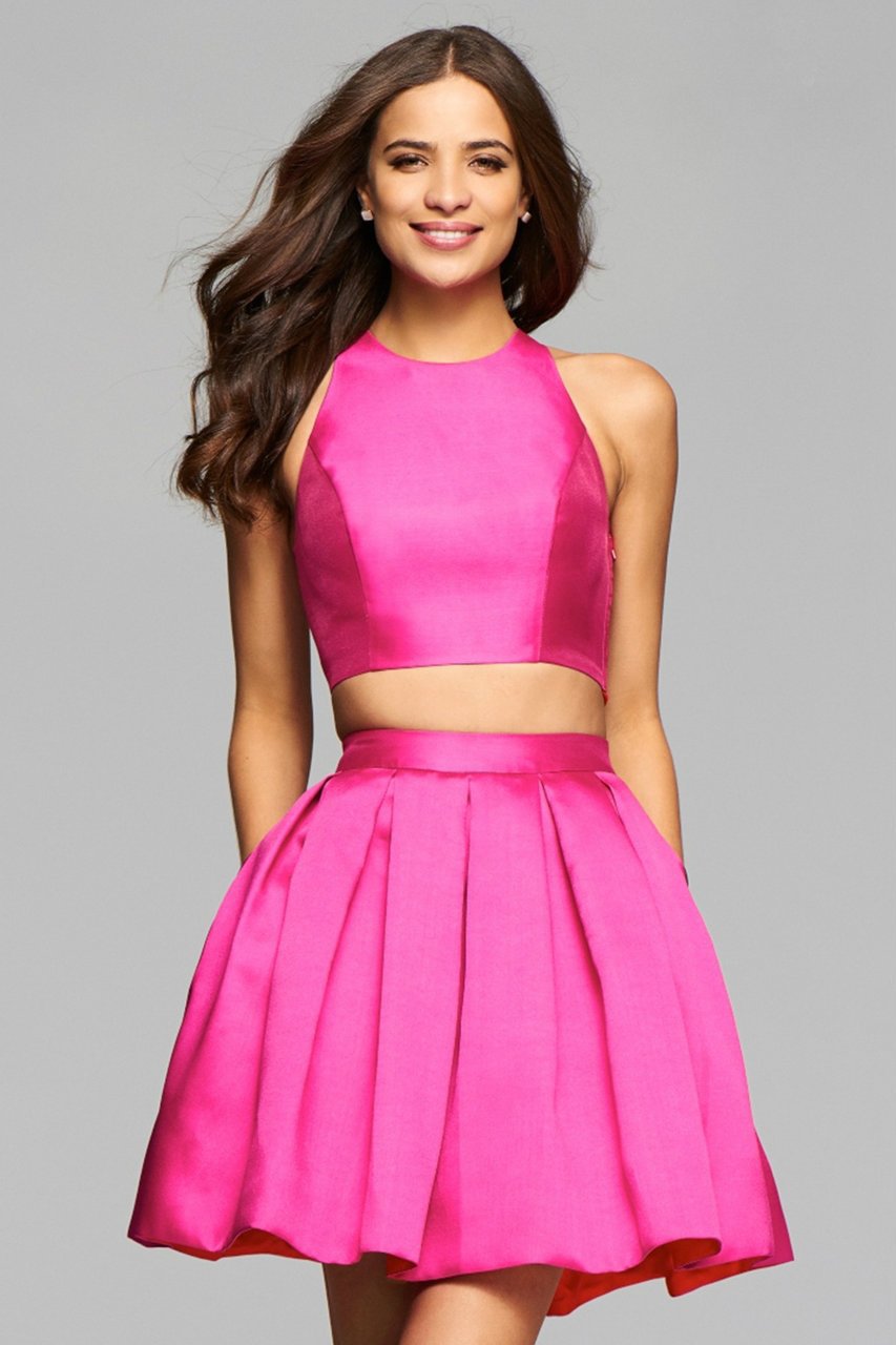 Faviana - 7858 Short Mikado Two-Piece Cocktail Dress in Pink