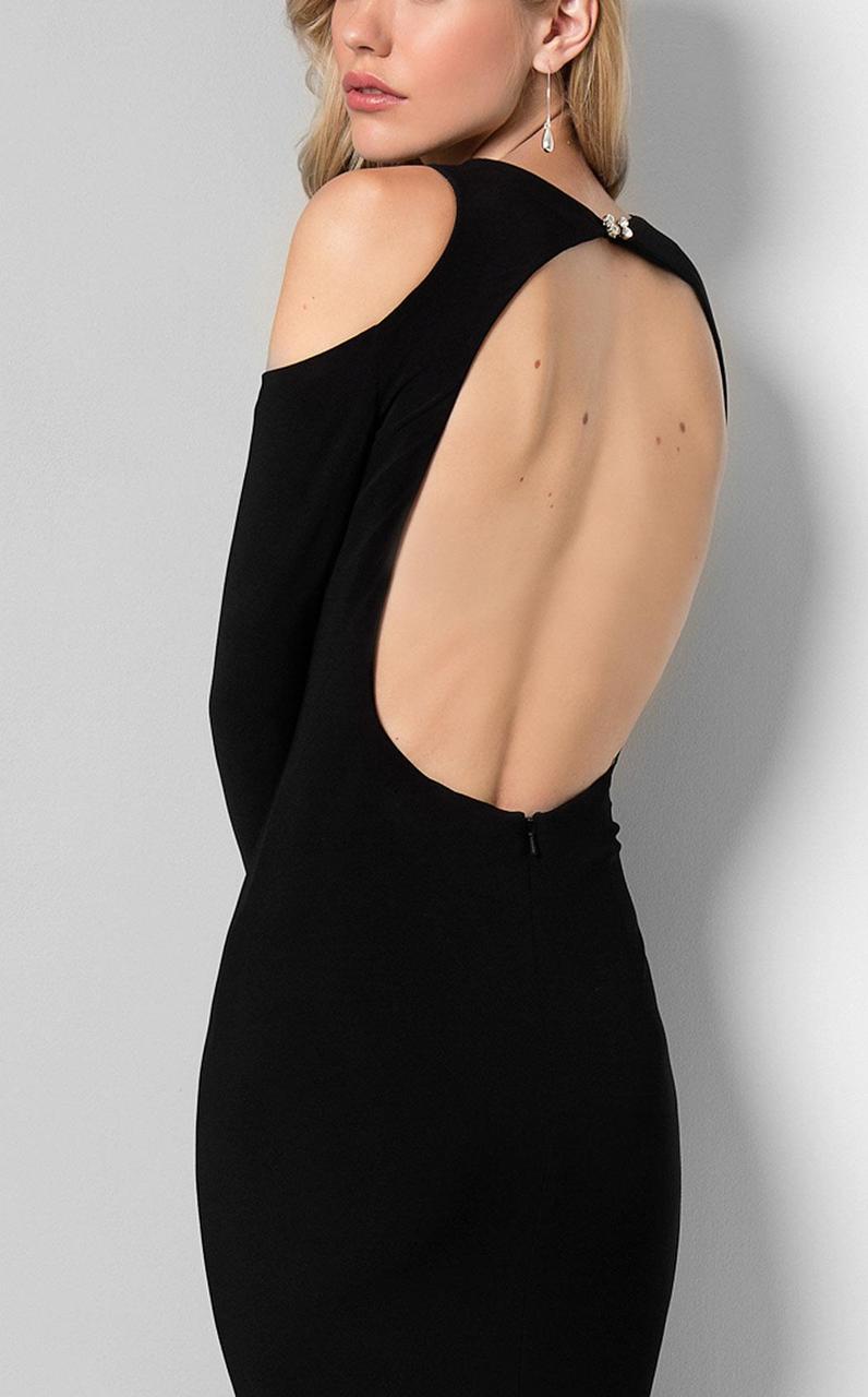 Terani Couture - Bateau Neckline with Dramatic Cutouts Black Evening Gown 1711E3167 In Black