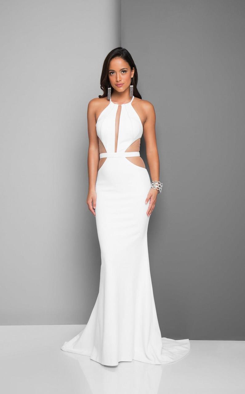 Terani Couture - Daring Halter Mermaid Gown with Side Cutouts 1712E3297 In White