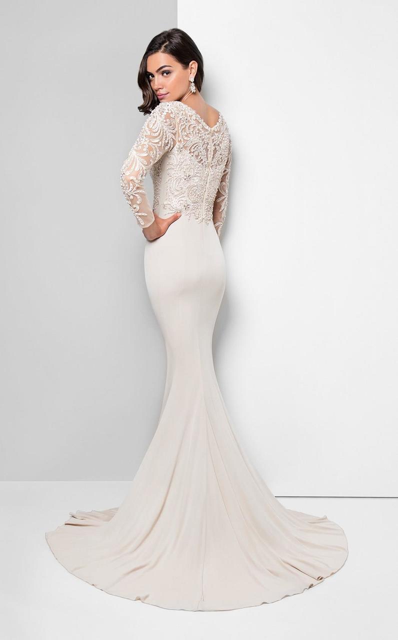 Terani Couture - Dazzling Beaded Illusion Neck Polyester Mermaid Dress 1712M3434 In Black