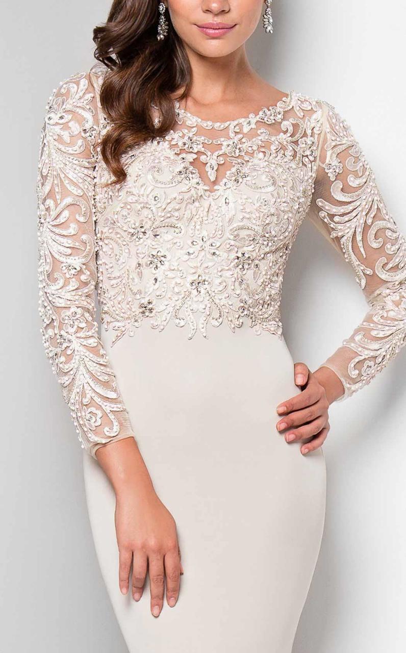 Terani Couture - Dazzling Beaded Illusion Neck Polyester Mermaid Dress 1712M3434 In Black
