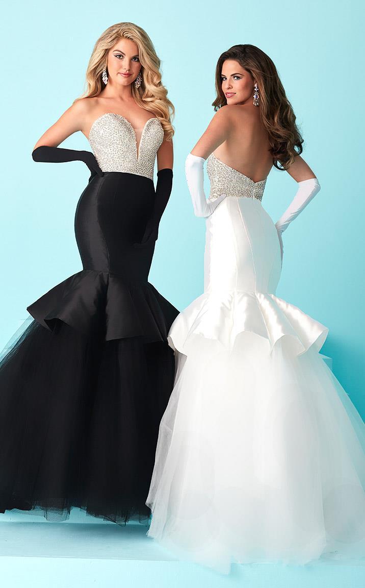 Tiffany Homecoming - Captivating Rhinestone and Crystal Beaded Deep Sweetheart Mermaid Dress 16217 In Black and White