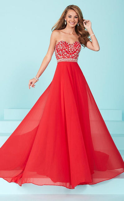 Tiffany Homecoming - Delicately Embellished Sweetheart A-Line Evening Gown 16221 in Red