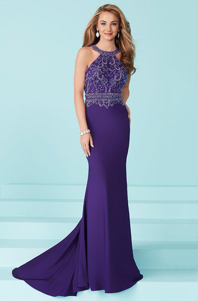 Tiffany Homecoming - Sophisticated Halter Prom Dress with Beaded Bodice 16224 In Purple