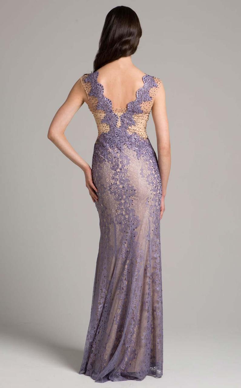 Lara Dresses - 33231 Scalloped V-neck Sheath Dress In Purple