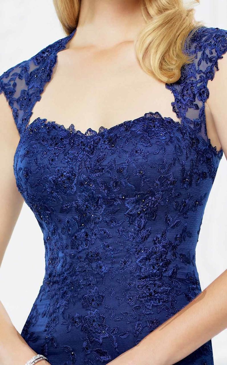 Montage by Mon Cheri - 217934 Lace Queen Anne Dress in Blue