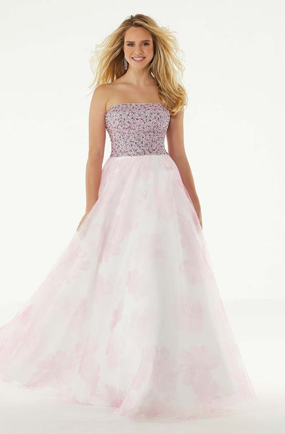 Mori Lee - 45071 Straight Across A-line Long Dress In Pink