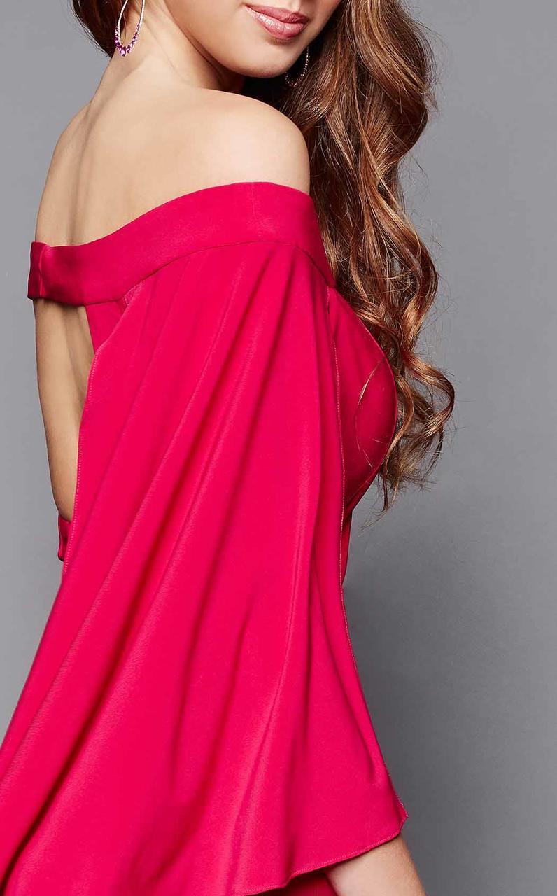 Clarisse - 3355 Cape Sleeved Off-Shoulder Dress in Pink