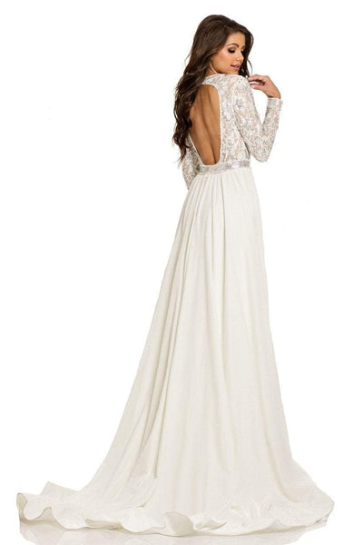 Johnathan Kayne - 8013 Embellished Lace Velvet Gown in White