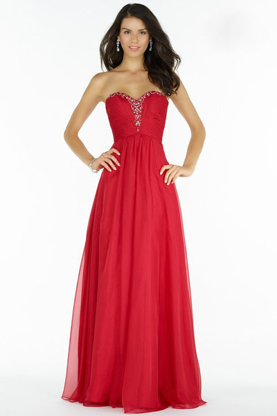 Alyce Paris - Strapless Ruched A-Line Evening Dress 8022 in Red
