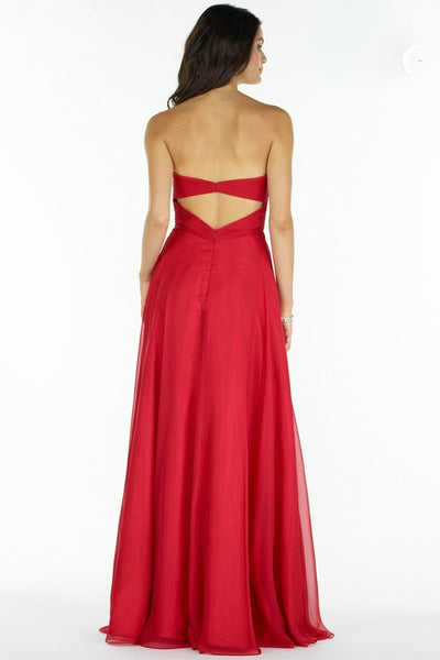 Alyce Paris - Strapless Ruched A-Line Evening Dress 8022 in Red