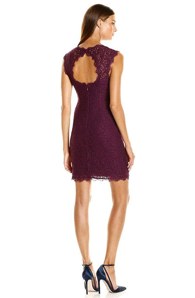 Adrianna Papell - 41895460 Floral Lace Square Neck Cutout Dress In Purple