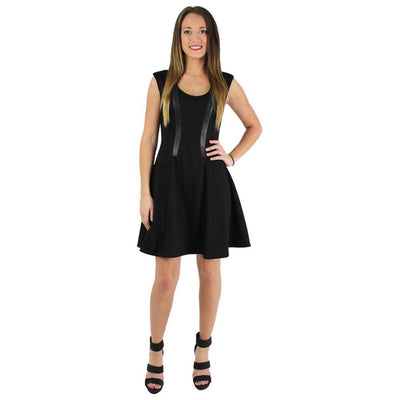 Jessica Simpson - JS4B6549 Faux Leather A-line Dress in Black