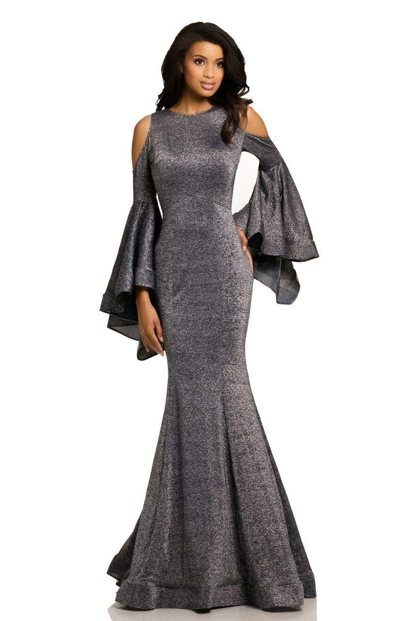 Johnathan Kayne - 8111 Bell Sleeve Glitter Knit Gown in Blue