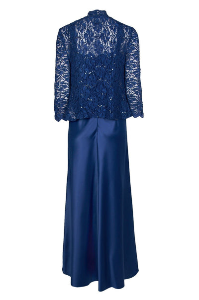 Alex Evenings - 81122152 Lace Bodice Long A-Line Dress with Jacket In Blue