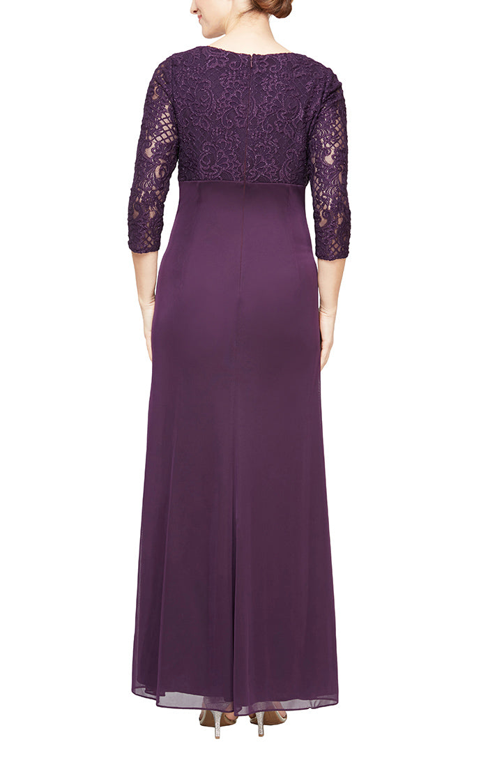 Alex Evenings 82122469 - Formal Lace-Made High Waist Evening Gown In Purple and Black