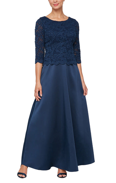 Alex Evenings 82122507 - Embroidered Quarter Sleeves Evening Dress In Blue