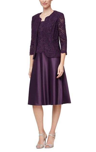 Alex Evenings 81122521 - Three Piece Set Satin Skirt Outfit In Purple