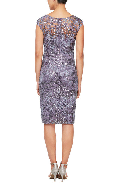 Alex Evenings 82171035 - Cap Sleeve V-Neck Cocktail Dress In Purple