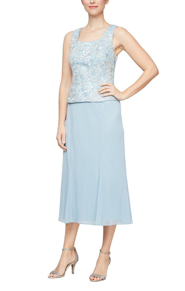 Alex Evenings 81171364 - Three Piece Embellished Modest Dress In Blue and White