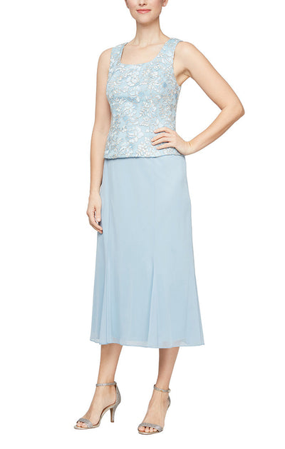Alex Evenings 81171364 - Three Piece Embellished Modest Dress In Blue and White