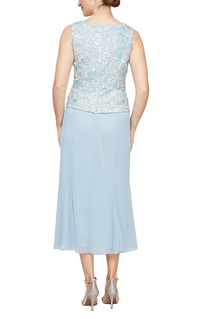 Alex Evenings 81171364 - Three Piece Embellished Modest Dress In Blue and White
