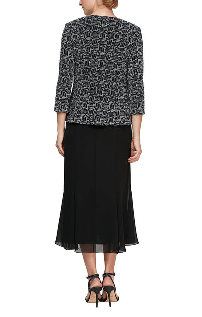 Alex Evenings 8227549 - Square Neck Formal Dress With Jacket In Black and White