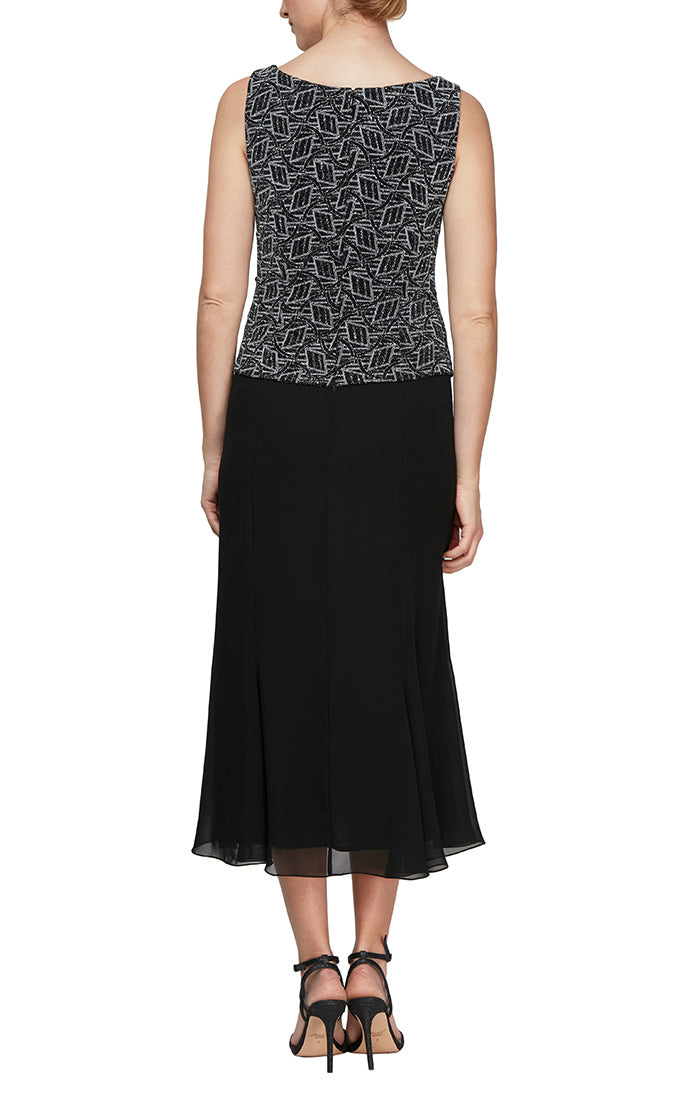 Alex Evenings 8227549 - Square Neck Formal Dress With Jacket In Black and White
