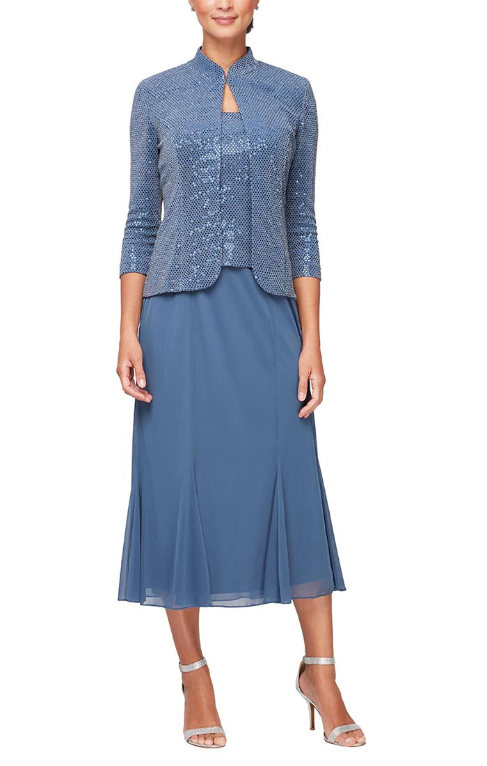 Alex Evenings 8227647 - Sleeveless Formal Dress With Jacket In Blue