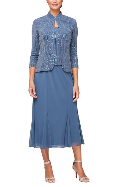 Alex Evenings 8227647 - Sleeveless Formal Dress With Jacket In Blue