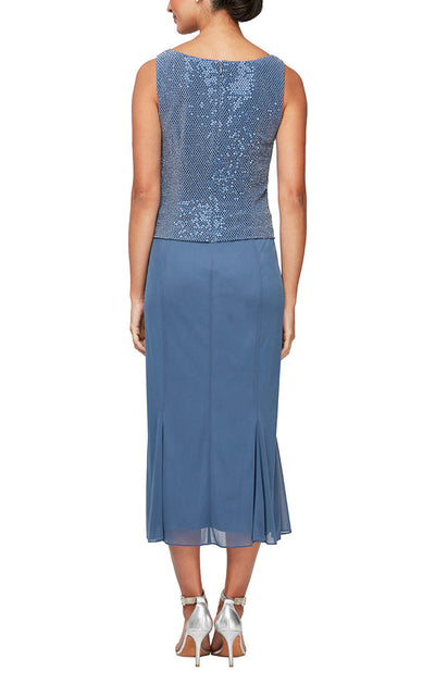 Alex Evenings 8227647 - Sleeveless Formal Dress With Jacket In Blue