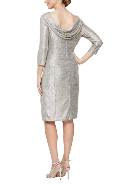 Alex Evenings 8127701 - Shimmering Quarter Sleeve Cocktail Dress In Gold