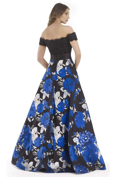 Morrell Maxie - 15620 Lace Off-Shoulder Floral A-line Dress In Royal Black