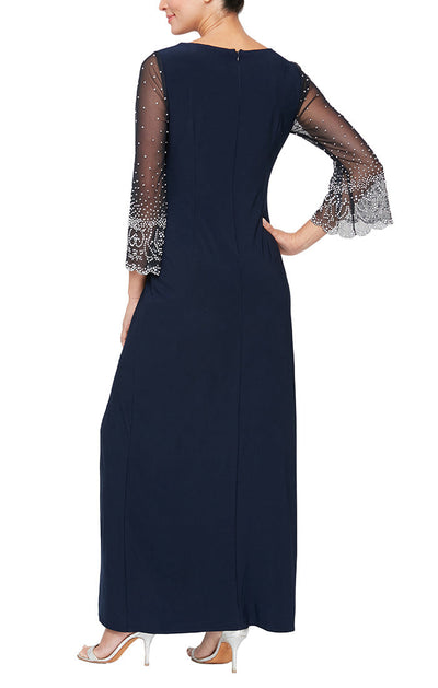 Alex Evenings 84351595 - V- Neck Knotted Evening Gown In Blue