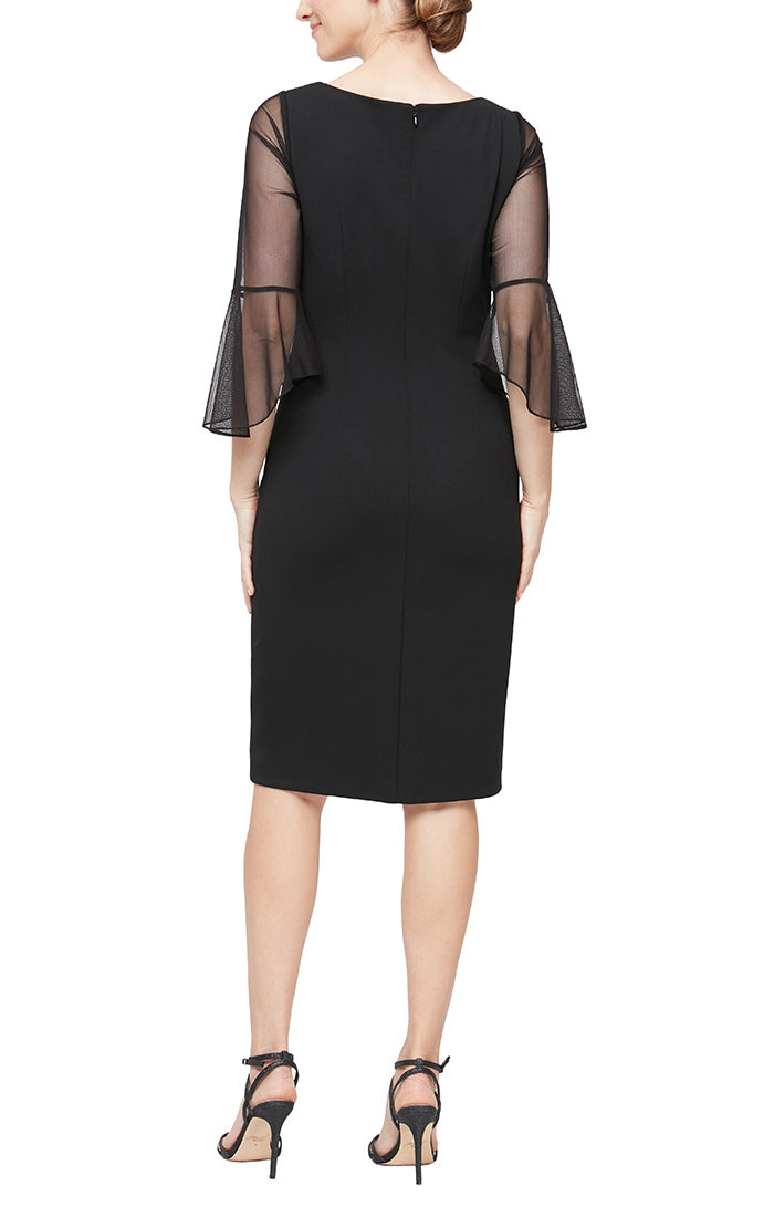 Alex Evenings 8160350 - Sheer Quarter Sleeve L-Neck Formal Dress In Black