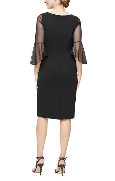 Alex Evenings 8160350 - Sheer Quarter Sleeve L-Neck Formal Dress In Black