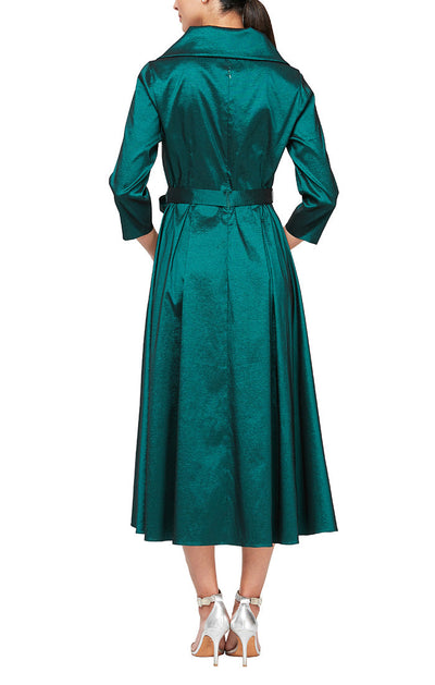 Alex Evenings 8166632 - Collar 3/4 Sleeves Tea Length Dress In Green